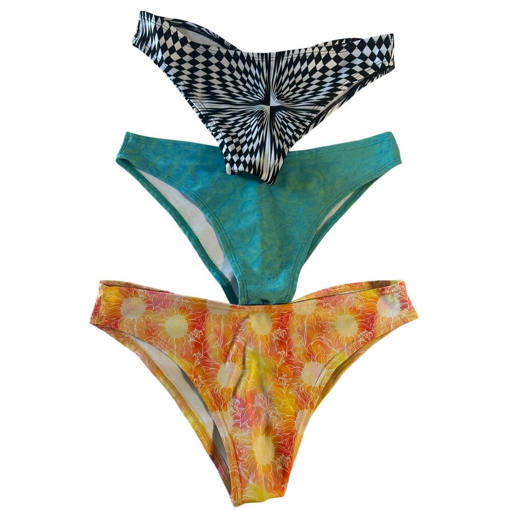 Freedom Rave Wear Bottoms High Waisted Thong & Cheeky Rave/Swim Bottoms Large